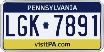 PA license plate LGK7891