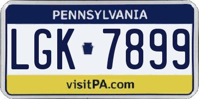 PA license plate LGK7899