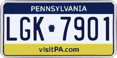 PA license plate LGK7901