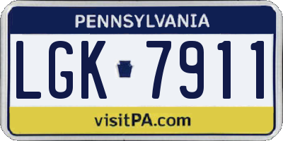 PA license plate LGK7911