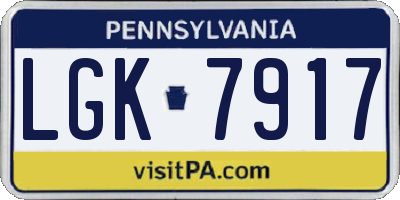 PA license plate LGK7917