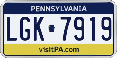 PA license plate LGK7919