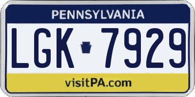 PA license plate LGK7929