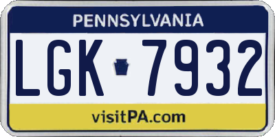 PA license plate LGK7932