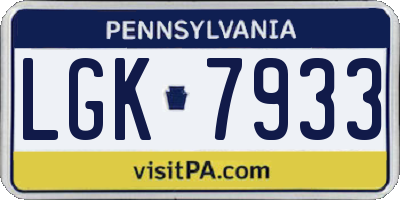 PA license plate LGK7933