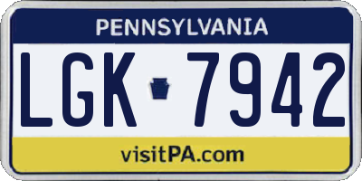 PA license plate LGK7942