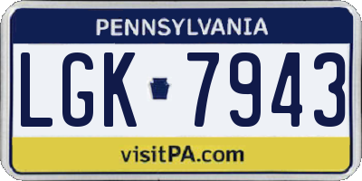 PA license plate LGK7943