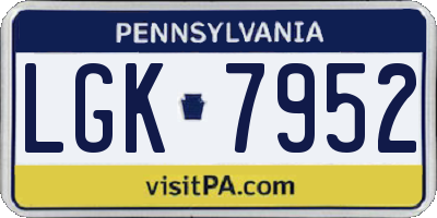 PA license plate LGK7952