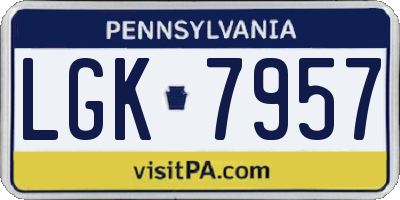 PA license plate LGK7957