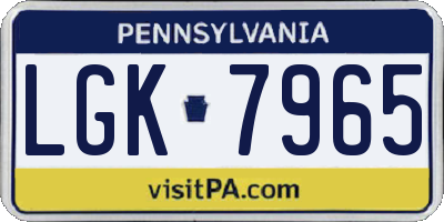 PA license plate LGK7965