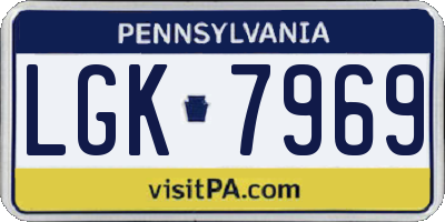 PA license plate LGK7969