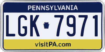 PA license plate LGK7971