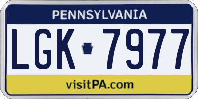 PA license plate LGK7977