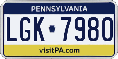 PA license plate LGK7980
