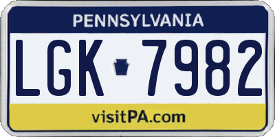 PA license plate LGK7982