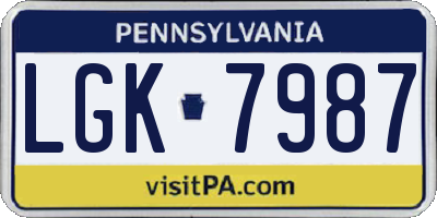 PA license plate LGK7987