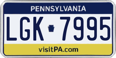 PA license plate LGK7995
