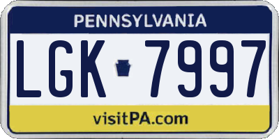PA license plate LGK7997