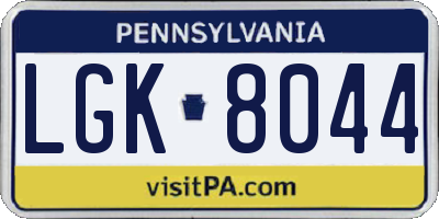 PA license plate LGK8044