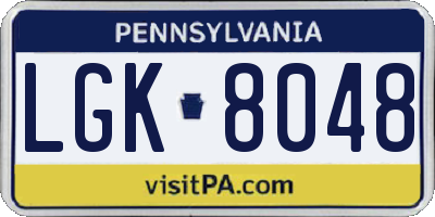 PA license plate LGK8048