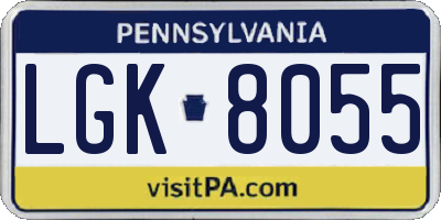 PA license plate LGK8055