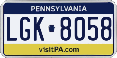PA license plate LGK8058