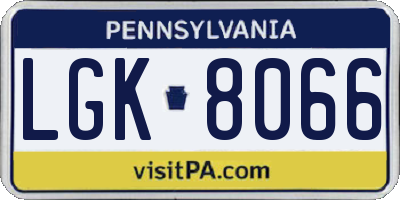 PA license plate LGK8066