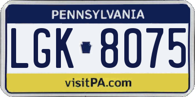 PA license plate LGK8075