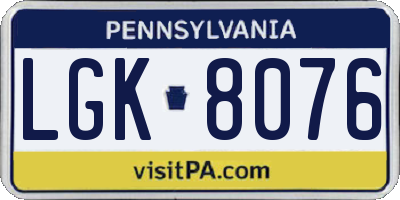 PA license plate LGK8076
