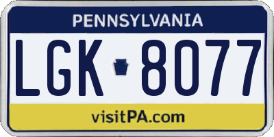 PA license plate LGK8077