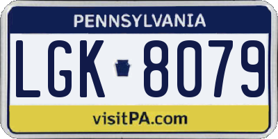 PA license plate LGK8079