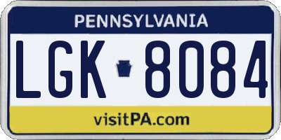 PA license plate LGK8084