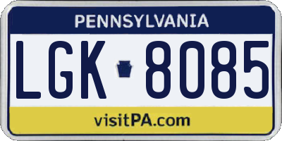 PA license plate LGK8085