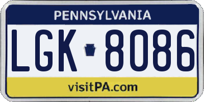 PA license plate LGK8086
