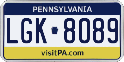 PA license plate LGK8089