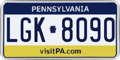 PA license plate LGK8090