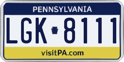 PA license plate LGK8111