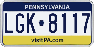 PA license plate LGK8117