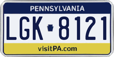 PA license plate LGK8121