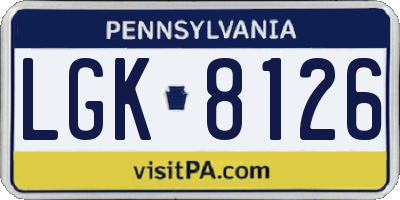 PA license plate LGK8126