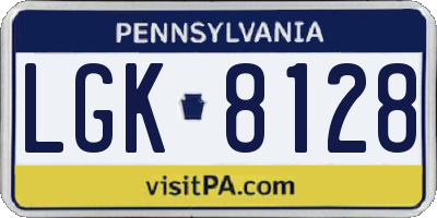 PA license plate LGK8128