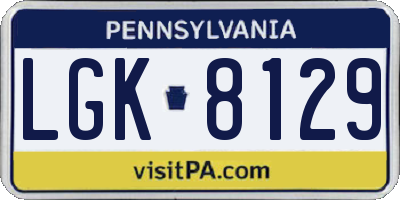 PA license plate LGK8129