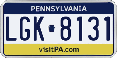 PA license plate LGK8131