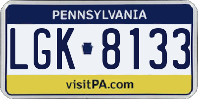 PA license plate LGK8133