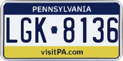 PA license plate LGK8136