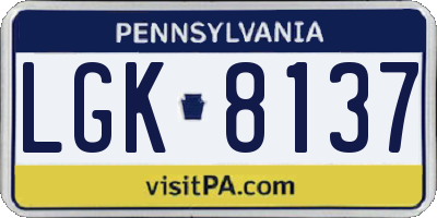 PA license plate LGK8137