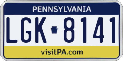 PA license plate LGK8141