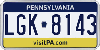 PA license plate LGK8143