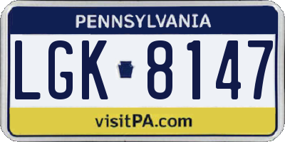 PA license plate LGK8147