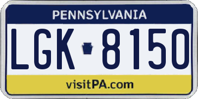 PA license plate LGK8150